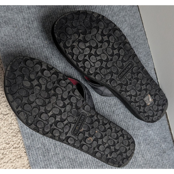 Coach Judy Flip Flop Sandals Women 10 B Leather Signature Logo Comfort Y2K - Picture 2 of 6